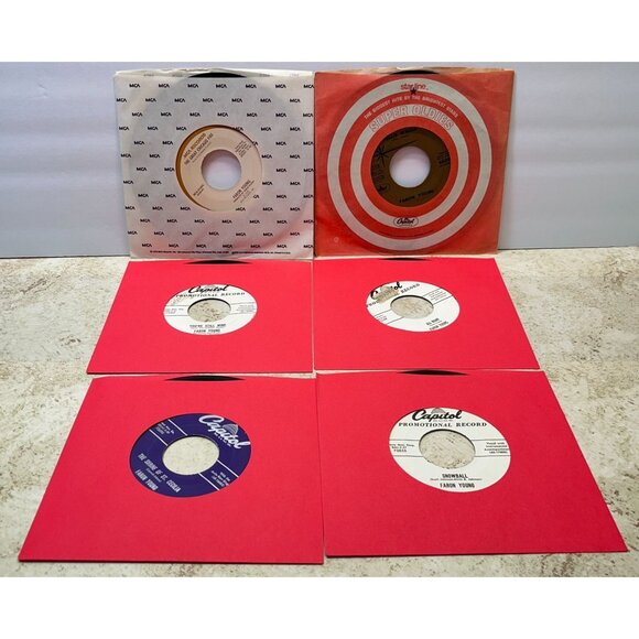 Faron Young 45 Record Lot of 6 Country Great Chicago Fire Snowball Hello Walls - Picture 2 of 7